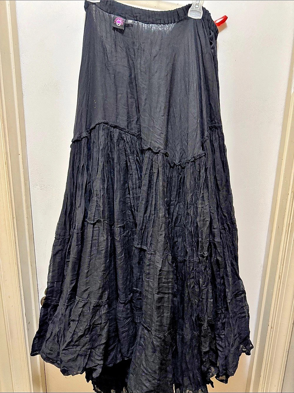 MoonDance Inc 25 yd 100% cotton Maxi Costume Dress in Black & Red Made In India